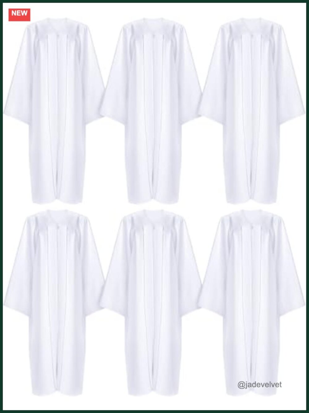6 Pack White Choir Robes for Adults, Church Ceremonial Gown V-Neck Polyester